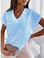 cheap Women&#039;s T-shirts-Women&#039;s T shirt Tee Blouse Heart Casual Print Dolman Sleeve White Short Sleeve Basic V Neck