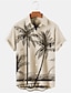 cheap Men&#039;s Printed Shirts-Men&#039;s Coconut Tree Tropical Plants Shirt Summer Hawaiian Shirt Short Sleeves Shirt Turndown Tropical Fashion Hawaiian Outdoor Street Hawaiian Blue Purple Brown S M L