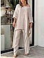 cheap Women&#039;s Loungewear-Women&#039;s Loungewear Sets Pure Color Fashion Simple Casual Street Date Airport Polyester Breathable Crew Neck Long Sleeve Pant Summer Spring White Yellow