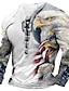 preiswerte Henley-T-Shirt für Herren-Herren-3D-Schnürshirt zum Unabhängigkeitstag | weiße Sommerbaumwolle | Grafik-Modedesigner, bequemes Herren-T-Shirt mit 3D-Druck, lässig, täglich, zum Ausgehen, blau, lila, langärmlig