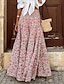 cheap Maxi Skirts-Women&#039;s Swing Long Skirt Bohemia Maxi Skirts Print Floral Street Vacation Spring &amp; Summer Polyester Fashion coastal grandma style Boho Pink Rose