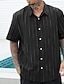 رخيصةأون قمصان رجالية عادية الحجم-رجالي قميص زر حتى القميص مخطط طوي أسود قياس كبير الأماكن المفتوحة عطلة كم قصير ملابس ستايل حديث عتيق / معتق