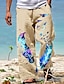 preiswerte Bedruckte Hosen-Herren Hose Hosen Sommerhosen Strandhose Kordelzug Elastische Taille 3D-Druck Grafik-Drucke Feder Komfort Casual Täglich Festtage Strassenmode Hawaiianisch Weiß Khaki