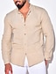 cheap Cotton Linen Shirt-Men&#039;s Summer Shirt Beach Shirt White Blue Khaki Long Sleeve Plain Stand Collar Spring &amp; Summer Casual Daily Clothing Apparel