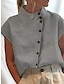 رخيصةأون ملابس علوية أساسية للنساء-نسائي قميص بلوزة المدورة قميص سهل أزرار فضفاض أنيق موضة أساسي كم قصير رقبة طوقية مرتفعة أبيض