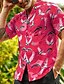 abordables camisas casuales de los hombres-Hombre Camisa camisa hawaiana Abotonar la camisa Camisa de verano Camisa casual Rosa Azul Real Azul Piscina Naranja Manga Corta Pájaro Estampados Cuello Vuelto Calle Diario Estampado Ropa Moda Casual