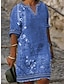 olcso Mintás ruhák-Női Extra méret Ív hétköznapi ruha Váltó ruha Virágos Midi ruha Féhosszú Nyomtatott V-alakú Divat Napi Sárga Rubin Nyár Tavasz L XL XXL 3XL 4 XL