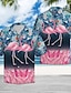cheap Men&#039;s Aloha Shirts-Men&#039;s Shirt Summer Hawaiian Shirt Floral Flamingo Graphic Prints Turndown Pink Navy Blue Blue Green Outdoor Casual Short Sleeves Print Button-Down Clothing Apparel Designer Casual Soft Breathable