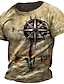 abordables náutico-camiseta de hombre vintage mapa náutico estampado brújula