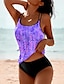 cheap Tankinis-Women&#039;s Swimwear Tankini 2 Piece Normal Swimsuit 2 Piece Printing Polka Dot Pink Blue Purple Tank Top Bathing Suits Sports Beach Wear Summer