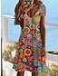 preiswerte Bedruckte Kleider-Damen Bedruckt V Ausschnitt Minikleid Täglich Strand Kurzarm Sommer Frühling