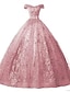 tanie Suknie na uroczystość quinceañera-suknia balowa sukienka na imprezę quinceanera sukienka księżniczka sukienka wydajność quinceanera długość podłogi bez rękawów odsłonięte ramiona poliester z kryształkami aplikacje 2024