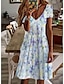 Χαμηλού Κόστους Print Φορέματα-Γυναικεία Καθημερινό φόρεμα Κοντομάνικο φόρεμα Μίντι φόρεμα Λευκό Κοντομάνικο Φλοράλ Στάμπα Φθινόπωρο Άνοιξη Καλοκαίρι Λαιμόκοψη V Βασικό Καθημερινά Διακοπές 2023 Τ M L XL XXL 3XL