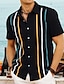 cheap Men&#039;s Bowling Shirts-Men&#039;s Shirt Bowling Shirt Button Up Shirt Summer Shirt Casual Shirt Black Blue Short Sleeves Striped Lapel Street Vacation Print Clothing Apparel Fashion 1950s Leisure Hawaiian
