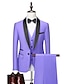 baratos Tuxedo Suits-Rosa azul royal céu azul masculino festa de casamento baile de formatura smoking 3 peças gola xale cor sólida padrão ajuste único breasted um botão 2024