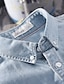baratos camisas masculinas casuais-Homens Camisa Social Camisa Jeans Camisa jeans Camisa casual Preto Azul Azul Claro Manga Longa Tecido Lapela Rua Férias Bolsos Roupa Moda Lazer Havaiana