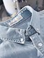 economico camicia da uomo con bottoni-Per uomo Camicia Camicia di jeans Maglietta informale Nero Blu Azzurro Manica lunga Liscio Bavero Strada Da mare Tasche Abbigliamento Di tendenza Comodo Hawaiano
