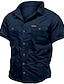 baratos Camisas de trabalho masculinas-Homens Camisa Social Camisas de trabalho camisa de botão Camisa de carga Camisa casual Preto Azul Marinha Caqui Verde Tropa Bege Manga Curta Tecido Aberto para a Lateral Férias Para Noite Botão para