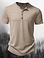 halpa Miesten vapaa-ajan T-paidat-Miesten T-paita Henley-paita Tavallinen Henley Katu Loma Lyhyt hiha nappi Vaatetus Suunnittelija Perus Moderni nykyaikainen