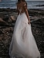 cheap Wedding Dresses-Beach Open Back Boho Wedding Dresses A-Line Off Shoulder Cap Sleeve Court Train Lace Bridal Gowns With Appliques Solid Color 2024