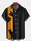 preiswerte Bowlinghemden bedrucken-Herren Hemd Bowling-Shirt Knopfhemd Sommerhemd Lässiges Hemd Schwarz Kurze Ärmel Katze Grafik-Drucke Kargen Strasse Urlaub Tasche Bekleidung Modisch 1950s Freizeit Hawaiihemd