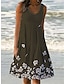 preiswerte Bedruckte Kleider-Damen Tank-Top Kleid Blumen Rüschen Bedruckt Rundhalsausschnitt Midikleid Tropisch Urlaub Strand Ärmellos Sommer Frühling