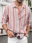 billige skjorte for menn-Herre Skjorte Skjorte med knapper Uformell skjorte Rosa Blå Langermet Stripet Knaphul Gate Feriereise Trykt mønster Klær Mote Fritid Hawaiisk