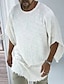 billige Bomuldslinnedskjorte-Herre Skjorte i bomuldshør Hvid bomuldsskjorte Sommer skjorte Strandtrøje Hvid Kortærmet Vanlig Rund hals Forår sommer Hawaiiansk Ferie Tøj Basale
