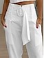 tanie damskie spodnie wizytowe-Damskie Spodnie Bawełna Czarny Biały Żółty Moda Praca Codzienny Boczne kieszenie Do kostek Komfort Równina S M L XL 2XL