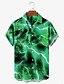 cheap Men&#039;s Printed Shirts-Men&#039;s Shirt Lightning Graphic Prints Turndown Red Purple Green 3D Print Outdoor Street Short Sleeves Button-Down Print Clothing Apparel Tropical Fashion Hawaiian Designer