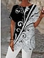 billige Bluser og trøjer til kvinder-Dame Skjorte Bluse Grafisk Abstrakt Afslappet Trykt mønster Assymetrisk Sølv Kortærmet Basale Rund hals