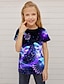 olcso lány 3D-s pólók-Lány 3D Állat Galaxis Farkas Póló Rövid ujjú 3D nyomtatás Nyár Tavasz Aktív Divat aranyos stílus Poliészter Gyerekek 3-12 év Szabadtéri Napi Normál