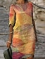levne Šaty s potiskem-Dámské Úpletové šaty Květinový Abstraktní Tisk Do V Mini šaty Denní Poloviční rukáv Léto Jaro