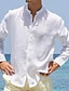 Χαμηλού Κόστους Βαμβακερό Λινό Πουκάμισο-Ανδρικά λινό πουκάμισο Καλοκαιρινό πουκάμισο Πουκάμισο παραλίας Λευκό Πράσινο Ανοικτό Θαλασσί Μακρυμάνικο Σκέτο Γιακάς Ανοιξη καλοκαίρι Χαβανέζα Αργίες Ρούχα