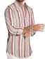billige skjorte for menn-Herre Skjorte Skjorte med knapper Uformell skjorte Rosa Blå Langermet Stripet Knaphul Gate Feriereise Trykt mønster Klær Mote Fritid Hawaiisk