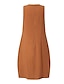 Χαμηλού Κόστους σχέδιο βαμβακερά &amp; λινά φορέματα-Γυναικεία Καθημερινό φόρεμα Βαμβακερό καλοκαιρινό φόρεμα Μίντι φόρεμα Λινό Τσέπη Βασικό Κλασσικό Καθημερινά Λαιμόκοψη U Αμάνικο Καλοκαίρι Άνοιξη Πράσινο παραλλαγής Βαθυγάλαζο Μονόχρωμες
