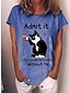 preiswerte T-Shirts für Damen-Damen T Shirt Katze Text Täglich Wochenende Bedruckt Weiß Kurzarm Basic Lustig Rundhalsausschnitt