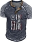 cheap Men&#039;s Henley T Shirt-1776 We The People Mens Graphic Shirt 3D | Blue Summer Cotton Prints Slim Pleated Patriotic National Flag Fashion Designer Basic Hot Stamping