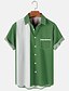 cheap Hawaiian Shirts-Men&#039;s Bowling Shirt Camp Collar Shirt Color Block Turndown White+Red Blue Green Daily Holiday Short Sleeve Button-Down Clothing Apparel Hawaiian Color Block Vintage Comfortable