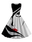 cheap Party Dresses-Women&#039;s Retro Vintage Vintage Dress Midi Dress Daily Date Ruched Print Abstract Crew Neck Sleeveless Slim Summer Spring 2023 Black And White Black S M L XL