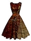 Χαμηλού Κόστους Πάρτι Φορέματα-Γυναικεία Σουρωτά Στάμπα Vintage Φόρεμα Μίντι φόρεμα Κομψό Βίντατζ Note Στρογγυλή Ψηλή Λαιμόκοψη Αμάνικο Καθημερινά Ημερομηνία Καλοκαίρι Άνοιξη Λευκό Κρασί