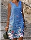 cheap Print Dresses-Women&#039;s Linen Shift Dress Tank Dress Floral Print V Neck Midi Dress Daily Vacation Sleeveless Summer Spring