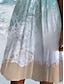 billige Kjoler med tryk-Dame Strand kjole Nuance Trykt mønster V-hals Midikjole Tropisk Strand Kortærmet Sommer Forår