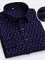 levne Pánské společenské košile-Pánské Košile k obleku Bílá Tmavě námořnická Námořnická modř Dlouhý rukáv Grafika Přehnutý Jaro &amp; podzim Svatební kancelář a kariéra Oblečení
