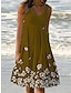 preiswerte Bedruckte Kleider-Damen Tank-Top Kleid Blumen Rüschen Bedruckt Rundhalsausschnitt Midikleid Tropisch Urlaub Strand Ärmellos Sommer Frühling