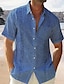 cheap Cotton Linen Shirt-Men&#039;s Cotton Linen Shirt Casual Shirt Summer Shirt Beach Shirt White Pink Blue Short Sleeve Graphic Prints Lapel Spring &amp; Summer Hawaiian Holiday Clothing Apparel Print