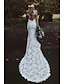 cheap Wedding Dresses-Beach Open Back Boho Wedding Dresses Mermaid / Trumpet Halter Neck Sleeveless Chapel Train Lace Bridal Gowns With Appliques Solid Color 2024