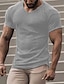 お買い得  メンズカジュアルTシャツ-男性用 Tシャツ リブニットTシャツ ティートップ 平織り Ｖネック ストリート バケーション 半袖 衣類 デザイナー ベーシック 現代コンテンポラリー