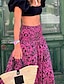 cheap Maxi Skirts-Women&#039;s Swing Long Skirt Bohemia Maxi Skirts Print Floral Street Vacation Spring &amp; Summer Polyester Fashion coastal grandma style Boho Pink Rose