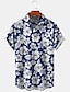 billige Hawaii-skjorte til mænd-Herre Casual skjorte Sommer skjorte Strandtrøje Hawaii skjorte Rød Blå Grøn Kortærmet Blomst / Planter Knaphul Forår sommer Hawaiiansk Ferie Tøj Trykt mønster